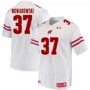 Men's Wisconsin Badgers NCAA #37 Riley Nowakowski White Authentic Under Armour Stitched College Football Jersey PA31X64FS